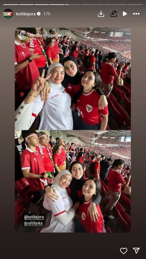 Tingkah Lucu Lesti Kejora Teriak 'I Love You Rizky Ridho' saat Nonton Timnas di GBK, Rizky Billar Bereaksi