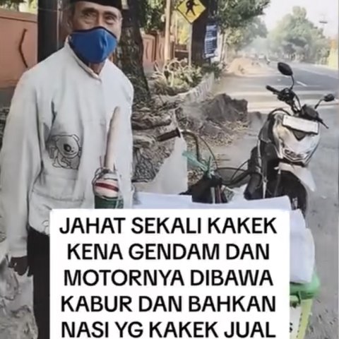 Jadi Korban Gendam, Kakek Ini Kehilangan Motor dan Nasi Dagangannya Tak Dibayar