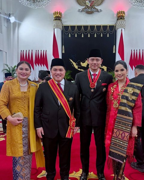 Annisa Pohan Hadiri Anugerah Bintang Mahaputra Nararya Bersama AHY, 8 Potret Cantik dengan Kebaya Merah & Kain Ulos