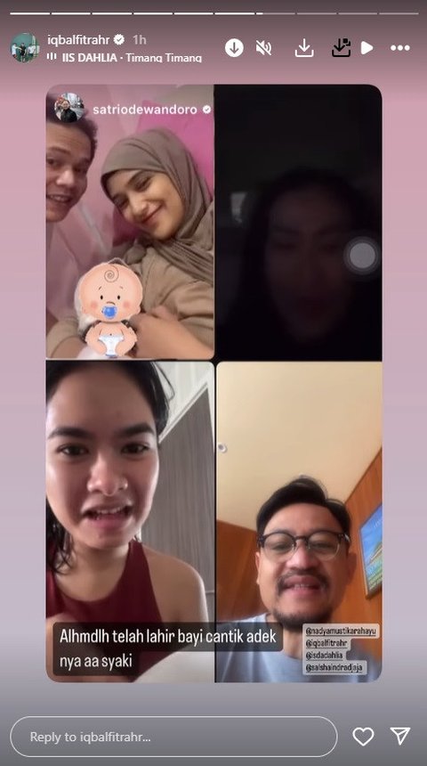 Setelah persalinan, Nadya Mustika dan Iqbal Rosadi melakukan video call dengan Iis Dahlia, Satrio Dewandoro, dan Salshadila Juwita.