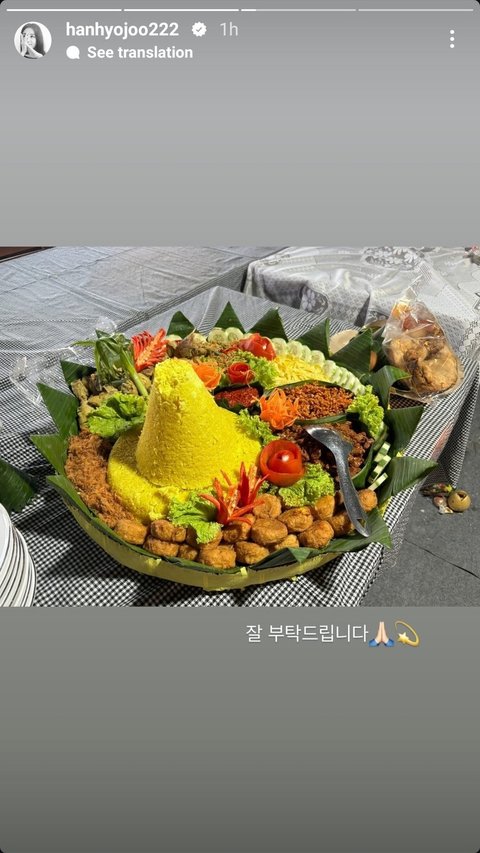 Potret Han Hyo Joo Syuting di Bali Jadi Perbincangan, Unggah Foto Tumpeng Hingga Ikut Upacara Adat