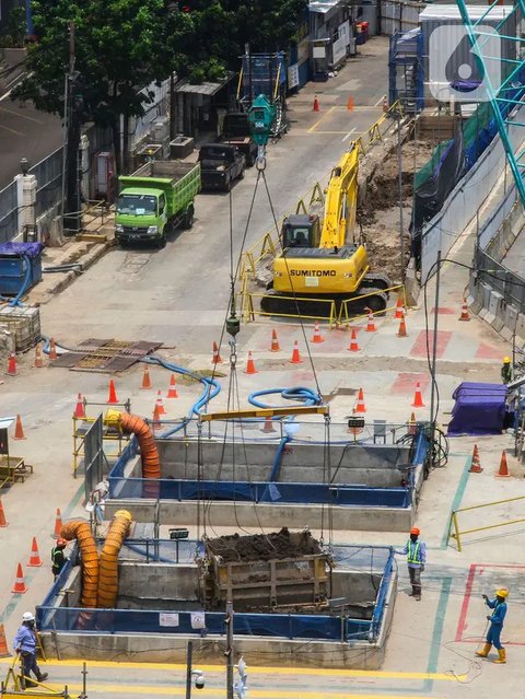 FOTO: Penampakan Terkini Progres Pembangunan MRT Jakarta Fase 2A Bundaran HI-Kota