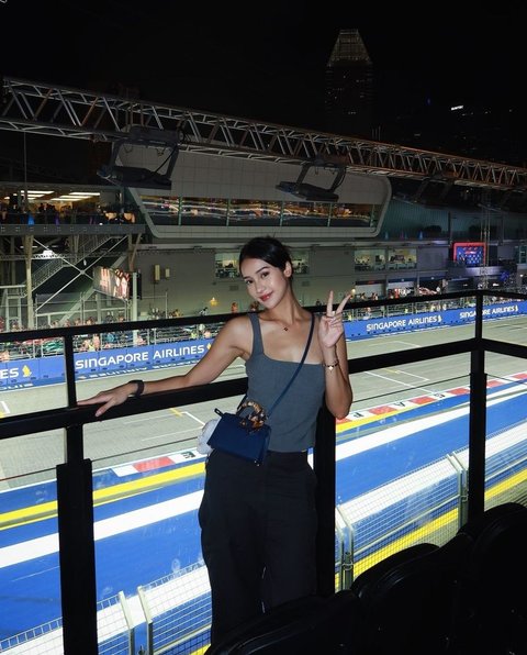 8 Potret Anya Geraldine Nonton F1 di Singapore, Sorotan pada Perbedaan Warna Kulit Wajah dan Badan