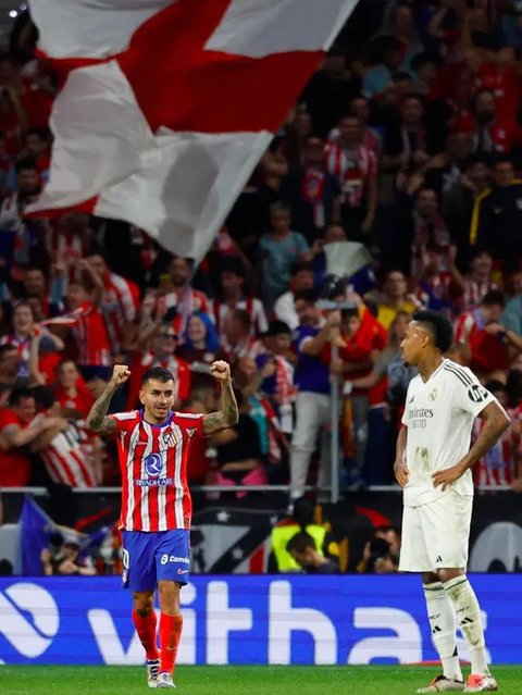 FOTO: Duel Keras Derby Madrid Berakhir Imbang, Atletico Diselamatkan oleh Gol Telat Angel Correa