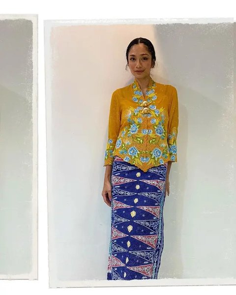 Selalu menarik untuk melihat penampilan dari Rania Yamin sang pelestari kebaya. Di acara Istana Berkebaya, Rania memilih kebaya encim super cantik berwarna mustard dengan bordir flora yang pe