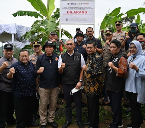 Satgas BLBI sita aset obligor Trijono Gondokusumo berupa sebidang tanah seluas 580.440 meter persegi di Desa Cibodas, Jonggol, Kabupaten Bogor. (Dok Satgas BLBI)