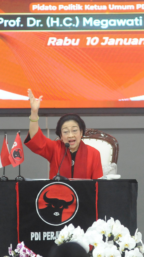 Megawati Teriak Sampai Batuk-Batuk di HUT PDIP Ingin Ganjar Menang Satu Putaran