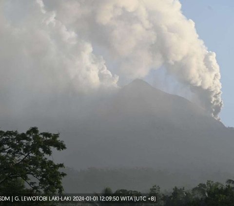 FOTO: Penampakan Erupsi Gunung Lewotobi, Abu Vulkanik Menyembur dari 5 Lubang
