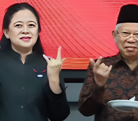 Wapres Pose 3 Jari Bareng Megawati di HUT PDIP, Jubir: Murni Salam Keakraban, Ma'ruf Amin Netral