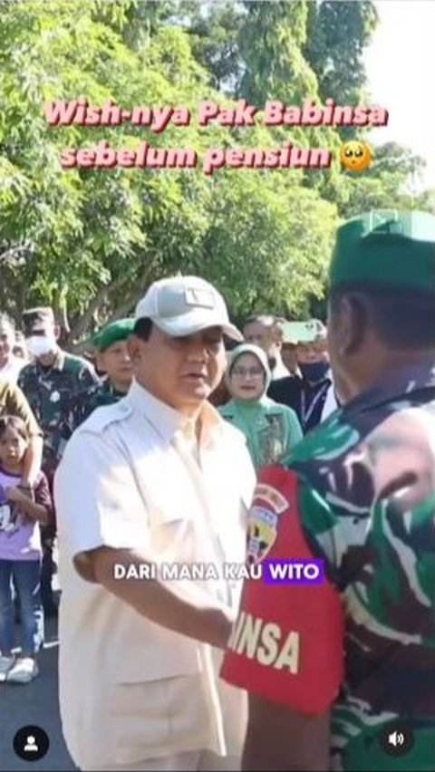 Prabowo juga sempat menanyakan daerah asal Babinsa itu. <br>