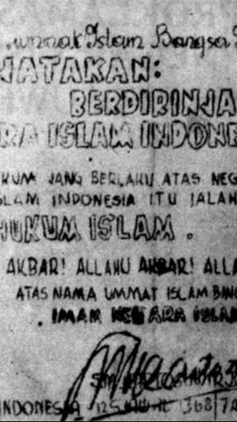 Begini Potret Naskah Proklamasi Berdirinya Negara Islam Indonesia (NII) Tahun 1949, Pemberontakan Bersejarah Pasca Kemerdekaan