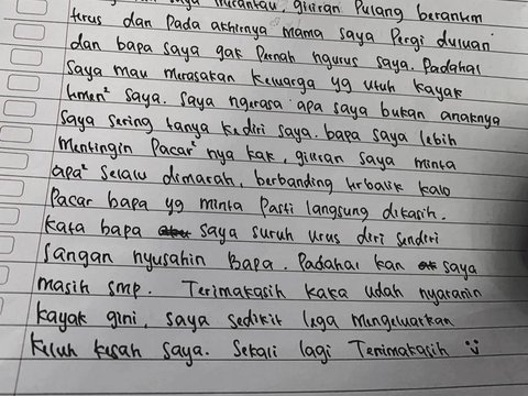 Asked by Teacher to Write a Letter, the Writing of a Junior High School Student Containing His Confession Makes Netizens Cry