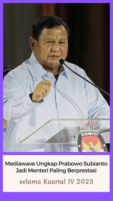 Mediawave Ungkap Prabowo Subianto Jadi Menteri Paling Berprestasi selama Kuartal IV 2023