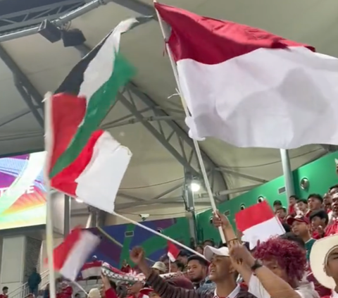 Menggema di Stadion, Momen Supporter Indonesia Serukan Yel-yel 'Free Palestina' di Piala Asia 2023