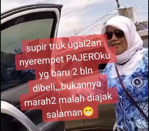 Di awal video, tampaknya ia sedang berkendara bersama rekan-rekannya. Rupanya, mobil ini baru dua bulan ada di tangannya. Masih sangat baru, siapa sangka mobilnya diserempet truk yang sopirnya berkendara ugal-ugalan.