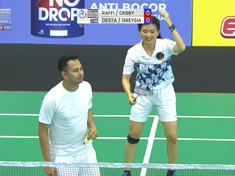 Potret Raffi Ahmad Tanding Badminton Lawan Desta Bareng Eks Atlet Nasional, Sempat Ada 'Insiden' Banting Raket