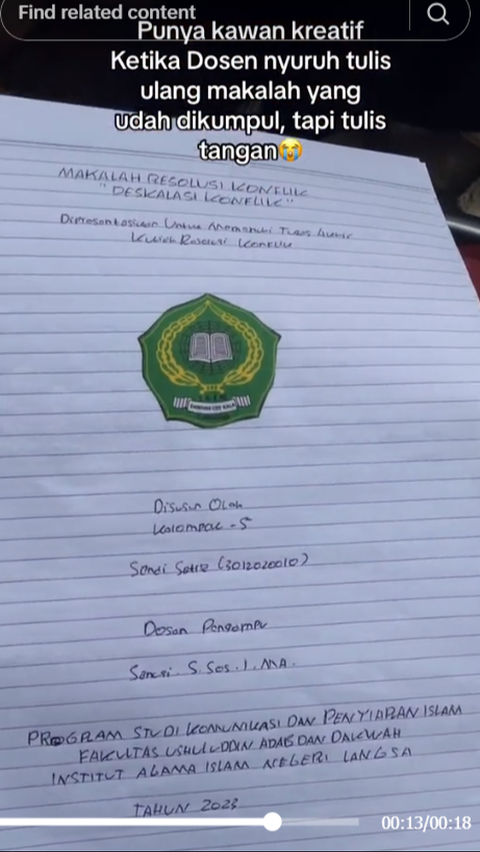 Momen Kocak Mahasiswa Dapat Tugas Makalah dari Dosen, Dibuat Full Tulisan Tangan, Entah Siapa yang Salah