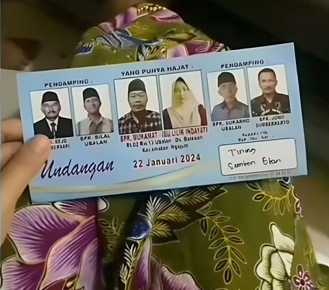 Viral! Malang Residents Receive Unique Wedding Invitation Resembling Election Ballot, Complete with Names and Photos of the Bride and Groom's Family