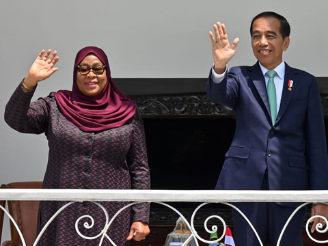 FOTO: Jokowi Terima Kunjungan Presiden Tanzania Samia Suluhu Hassan di Istana Bogor