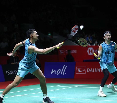 FOTO: Jatuh Bangun Fajar/Rian Tumbangkan Ganda Malaysia Berbuah Tiket Perempat Final Indonesia Masters 2024