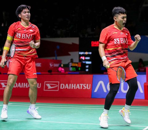 FOTO: Tumbangkan Ganda Denmark, Leo/Daniel Kunci Tiket ke Semifinal Indonesia Masters 2024