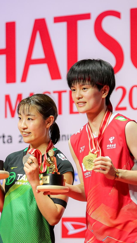 Wang Zhi Yi berhasil meraih gelar juara setelah mengalahkan Nozomi Okuhara dari Jepang dengan skor 21-14, 21-19. <br>(Foto Bola.com / Bagaskara Lazuardi)<br>