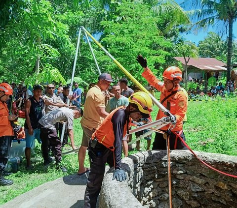 Detik-Detik Penyelamatan Dramatis Pemuda Terperosok ke Sumur 19 Meter