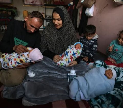 Jalan Kaki 5 Kilometer dalam Kondisi Hamil, Pengungsi di Gaza Melahirkan Bayi Kembar Empat