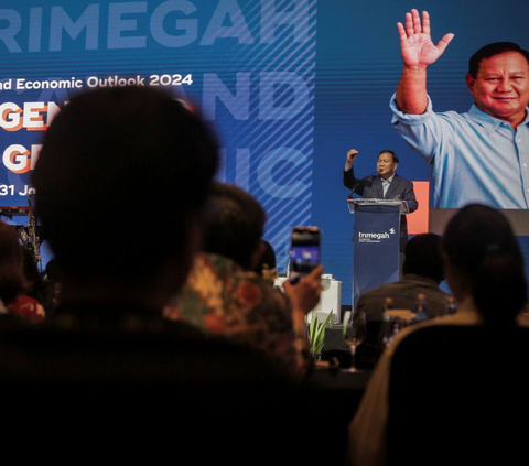 FOTO: Momen Prabowo Subianto Curhat Kapok Investasi saat Sampaikan Visi Misi di Forum Pasar Modal