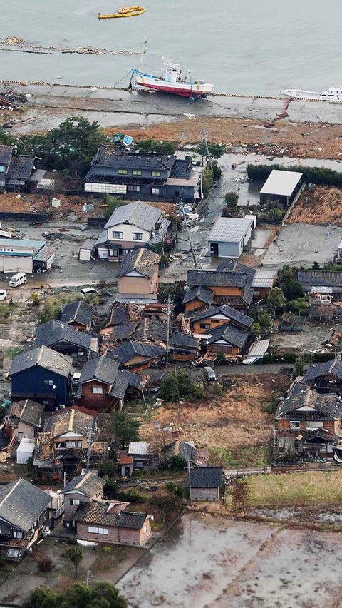 Kawasan ini berada tak jauh dari pusat gempa yang berlokasi di semenanjung Noto, Prefektur Ishikawa. JIJI Press/AFP