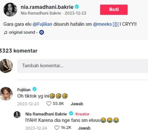 Mikhayla Bakrie is a fan of Fuji, Nia Ramadhani complains it's hard to ask her to imitate Uti's style