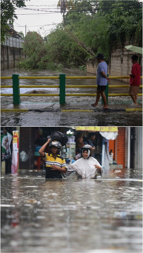 FOTO: Ngeri! Ini Penampakan Luapan Kali Mampang sampai Banjiri Kawasan Kemang Setinggi Pinggang Orang Dewasa