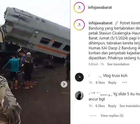 Begini Kondisi Kereta Turangga vs KA Lokal di Cicalengka Usai 'Adu Banteng'