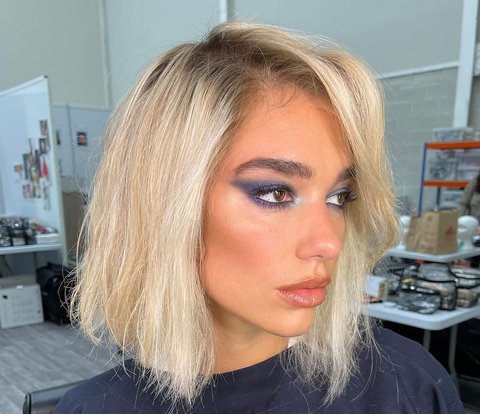 Portrait of Dua Lipa Testing Makeup with Smokey Eyes that Immediately Received Criticism