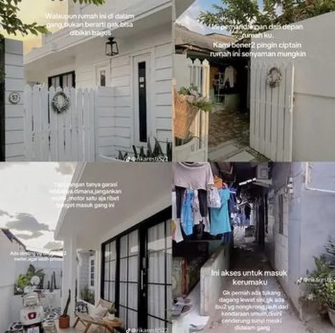 Potret rumah estetik di gang sempit yang viral (Sumber: TikTok/@rikaresti522)
