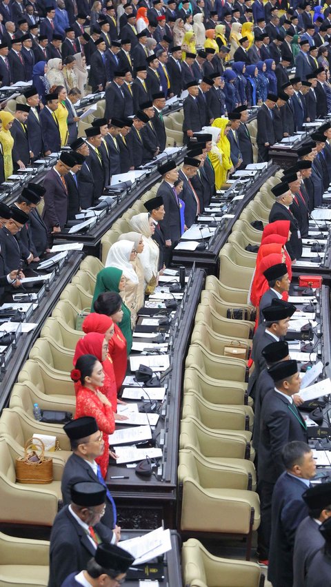 Selain itu, pelantikan ini juga diikuti 152 anggota Dewan Perwakilan Daerah (DPD) yang terpilih dalam Pemilu 2024. Foto: Liputan6.com/Angga Yuniar