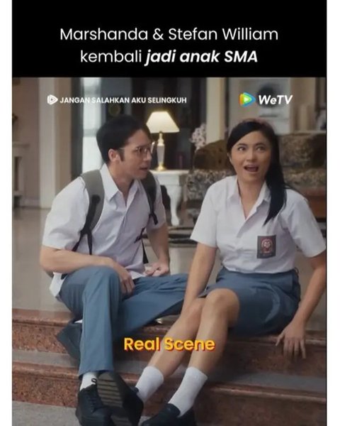 Potret Marshanda dan Stefan William pakai seragam SMA di series terbaru. (sumber: Instagram/stefannwilliam/wetvindonesia)