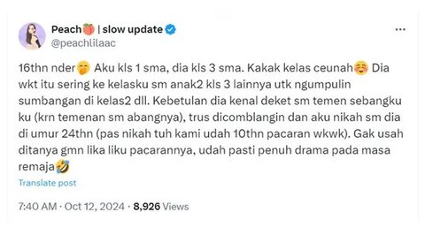 Cerita Netizen Jodohnya Teman SMA. (Sumber: X/yuriko_swaaan)