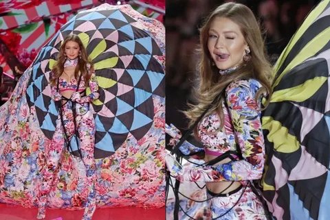 Adu gaya Lisa Blackpink dan Gigi Hadid di Runway Victoria's Secret. (Dok: IG @gigihadid dan X