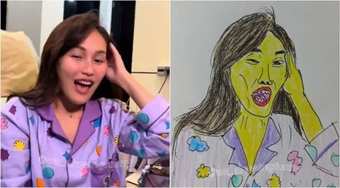 Ayu Ting Ting dan Bilqis digambar AA Drawing. (sumber: TikTok/@aa_drawingfunny)