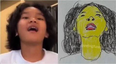 Ayu Ting Ting dan Bilqis digambar AA Drawing. (sumber: TikTok/@aa_drawingfunny)