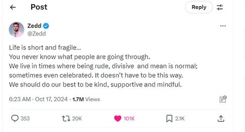 Liam Payne Meninggal, Zedd Berduka (Foto: Instagram/ zedd)