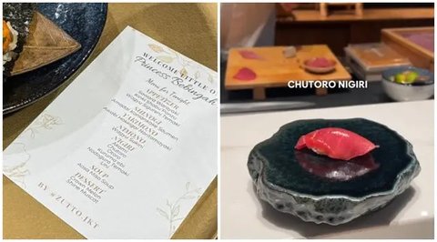 Potret Menu Omakase Erina Gudono. (Sumber: Instagram/erinagudono dan TikTok/@natreasuree)