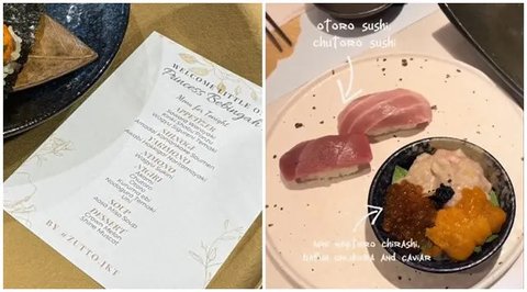Potret Menu Omakase Erina Gudono. (Sumber: Instagram/erinagudono dan TikTok/@natreasuree)