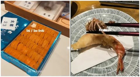 Potret Menu Omakase Erina Gudono. (Sumber: Instagram/erinagudono dan TikTok/@natreasuree)
