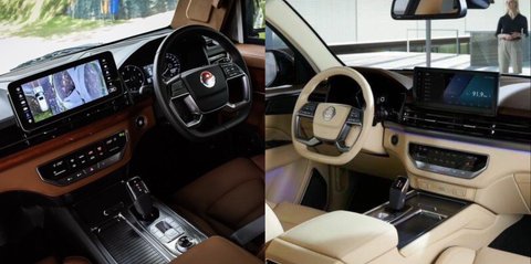 Interior Pindad MV3 Garuda Limousine (kiri) dan Ssangyong Rexton (kanan) tampak sangat serupa.