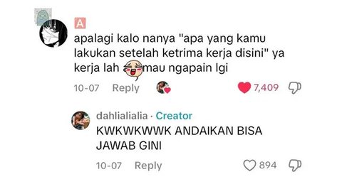 Jawaban Dalam Hati Netizen ketika Wawancara Kerja. (Sumber: X/@tanyarlfes)
