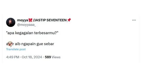 Jawaban Dalam Hati Netizen ketika Wawancara Kerja. (Sumber: X/@tanyarlfes)