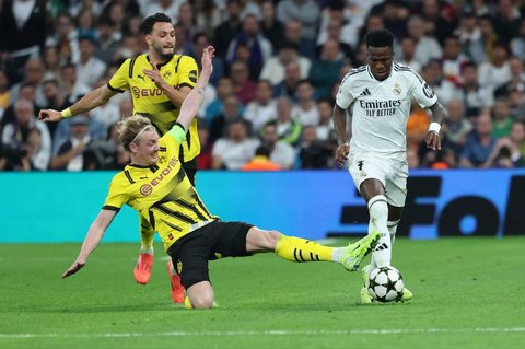 FOTO: Aksi Spektakuler Vinicius Jr Antar Real Madrid Hancurkan Borussia Dortmund, Dijagokan Menang Ballon d'Or