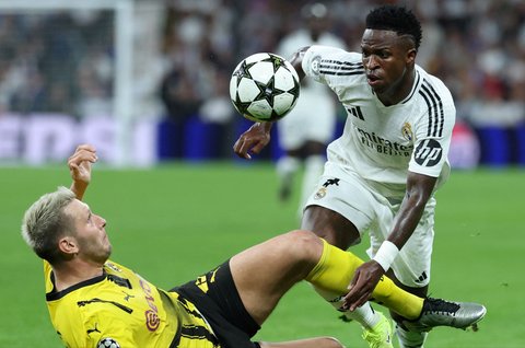 FOTO: Aksi Spektakuler Vinicius Jr Antar Real Madrid Hancurkan Borussia Dortmund, Dijagokan Menang Ballon d'Or